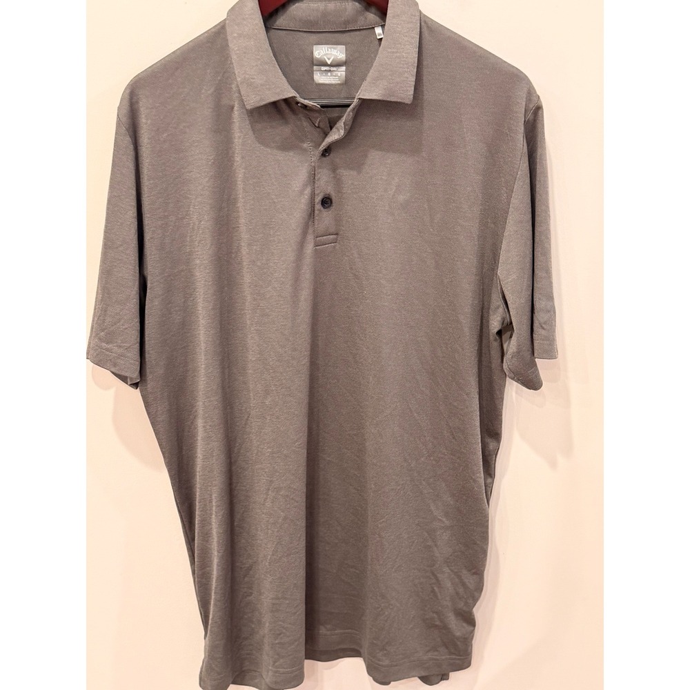 Callaway Mens‎ Opti-Dri Swing Tech Golf Polo Shirt Gray Large Short Sleeve L
